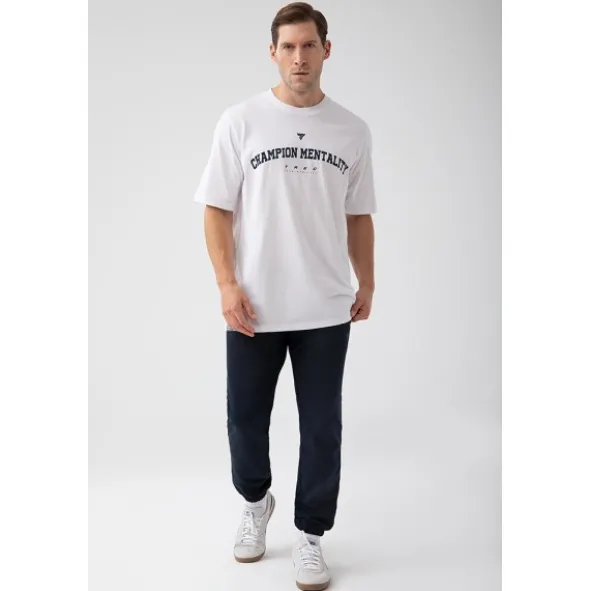 Biały T-shirt męskiTW BASIC TSHIRT OVERSIZE 182 M WHITE