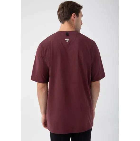 Bordowy T-shirt męski TW BASIC TSHIRT OVERSIZE 182 M BURGUNDY