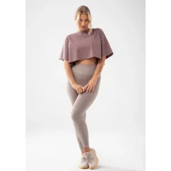 Fioletowy T-shirt damski crop top TRECGIRL BASIC T-SHIRT 160 PURPLE