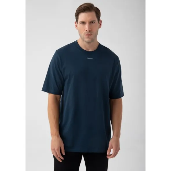 Granatowy T-shirt męski TW BASIC TSHIRT OVERSIZE 181 M NAVY