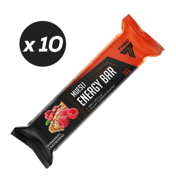 Zestaw 10 batonów energetycznych MUESLI ENERGY BAR CRANBERRIES & RASPBERRIES