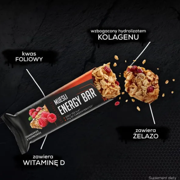 Zestaw 10 batonów energetycznych MUESLI ENERGY BAR CRANBERRIES & RASPBERRIES