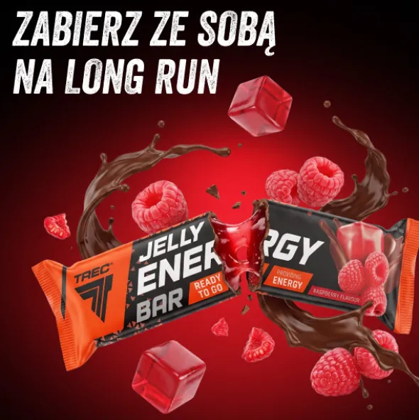 Zestaw 32 batonów energetycznych z galaretką - JELLY ENERGY BAR RASPBERRY FLAVOUR