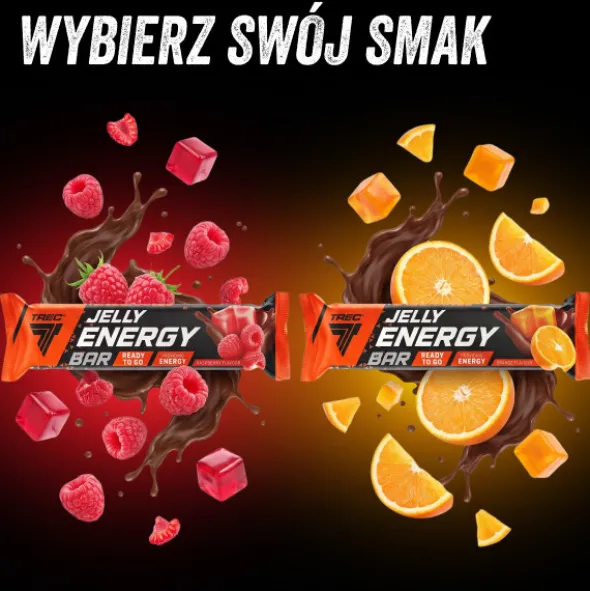 Zestaw 32 batonów energetycznych z galaretką - JELLY ENERGY BAR RASPBERRY FLAVOUR