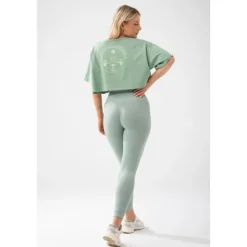 Zielony T-shirt damski crop top TRECGIRLBASIC T-SHIRT 160 GREEN